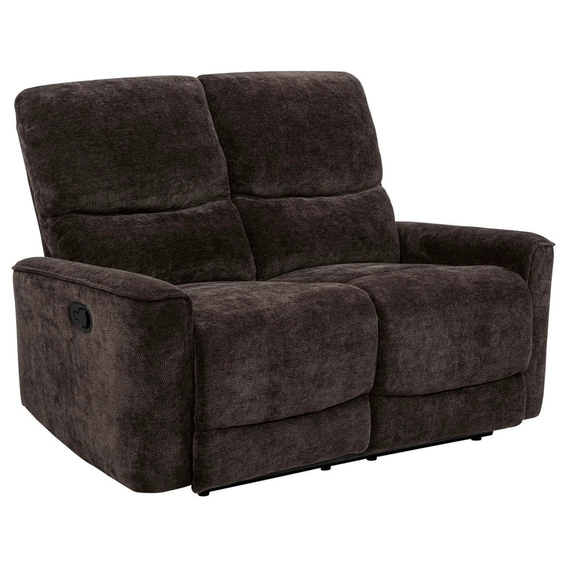 Navarro Chenille Upholstered Reclining Loveseat Dark Brown by Unique Piece Furniture