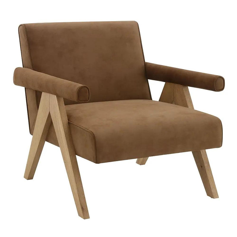 Zoey - Accent Chair - Chocolate Suede & Oak by Unique Piece Furniture