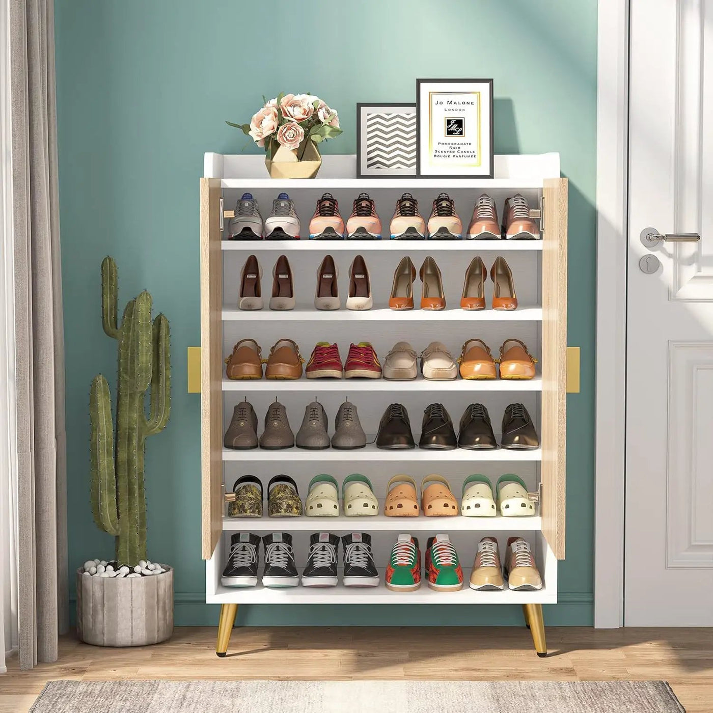 Shoe Cabinet With Doors, 7 Tier Storage Organizer by HouseOfZazla