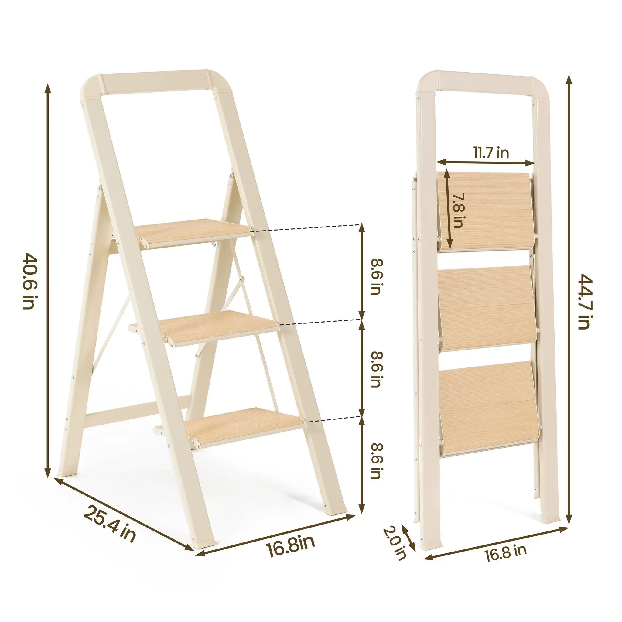3 Step Ladder Folding Step Stool for Adults by HouseOfZazla