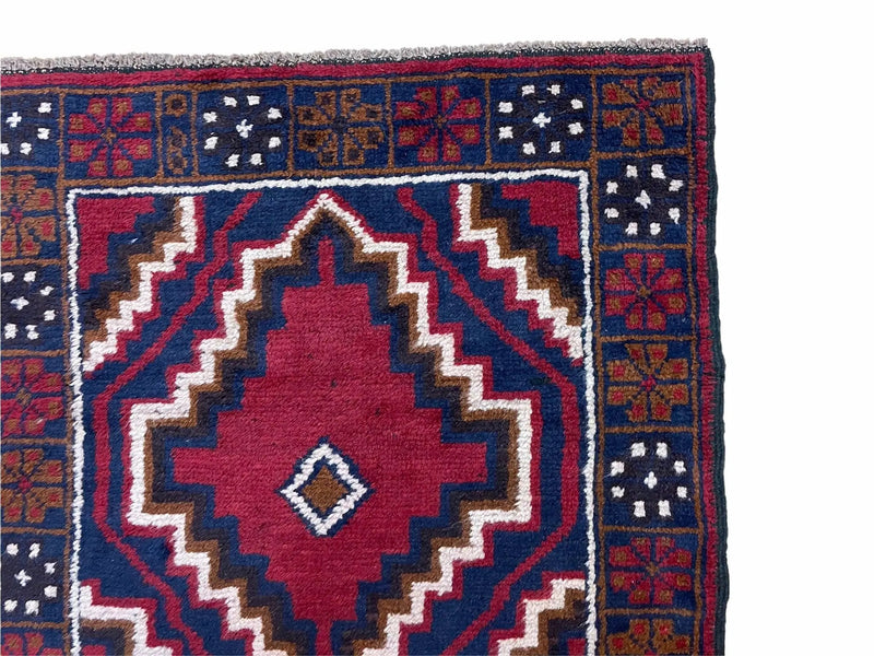 3 X 5 Vintage Handmade Tribal Wool Rug Balouchi Rug Afghan Rug Red Beige Nice by Jewel Rugs