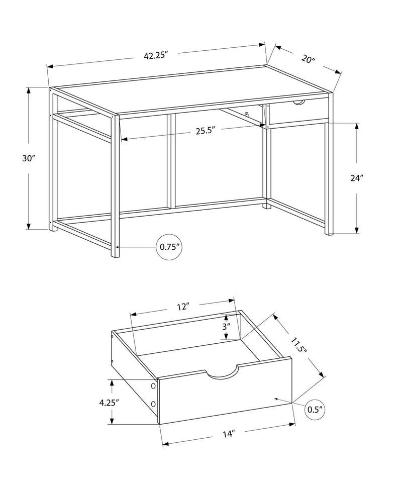 Computer Desk for Home Office, Laptop, 1 Storage Drawer, Contemporary & Modern by HouseOfZazla