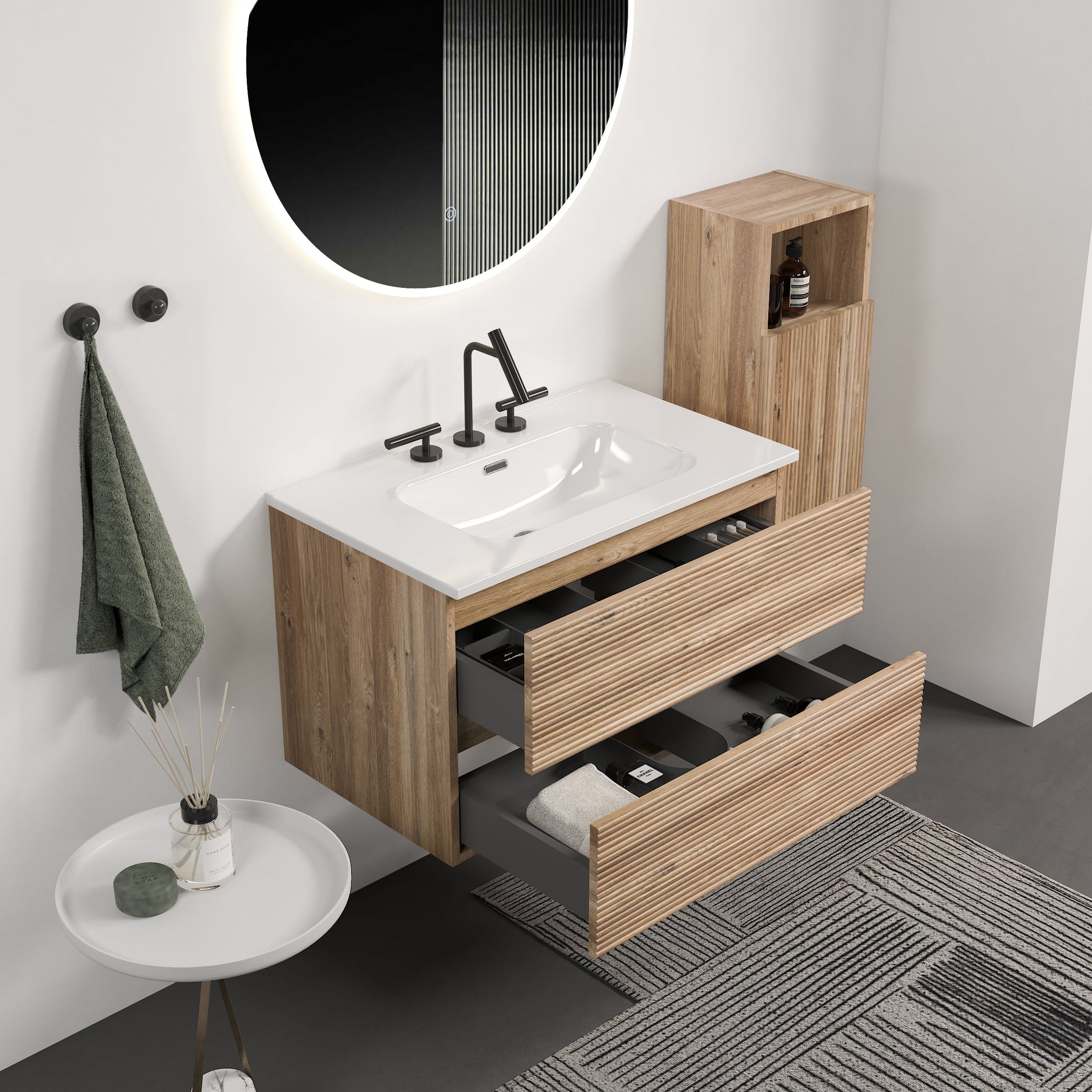 Gloria 30" Wall Mounted Rough Oak Bathroom Vanity by HouseOfZazla