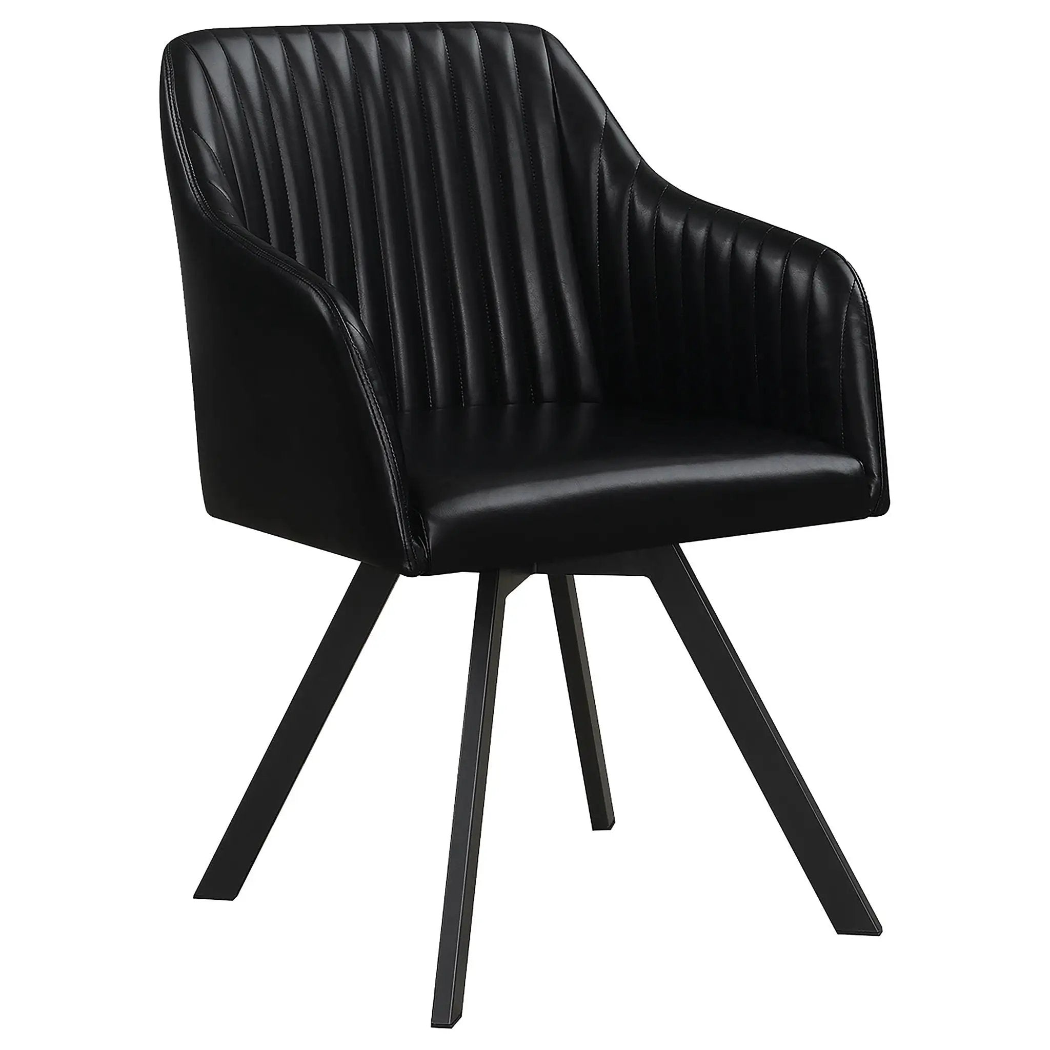 Arika Leatherette Upholstered Swivel Dining Arm Chair Black by Unique Piece Furniture
