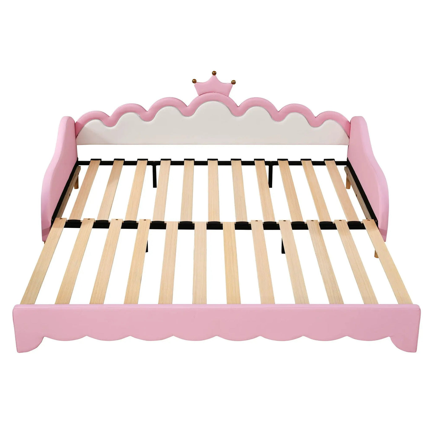 Extending Daybed With LED Lights, Modern Upholstered Princess Daybed With Crown Headboard by HouseOfZazla