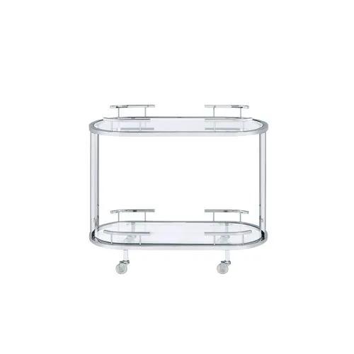 Piffo - Serving Cart Set - Clear Glass & Chrome by Unique Piece Furniture