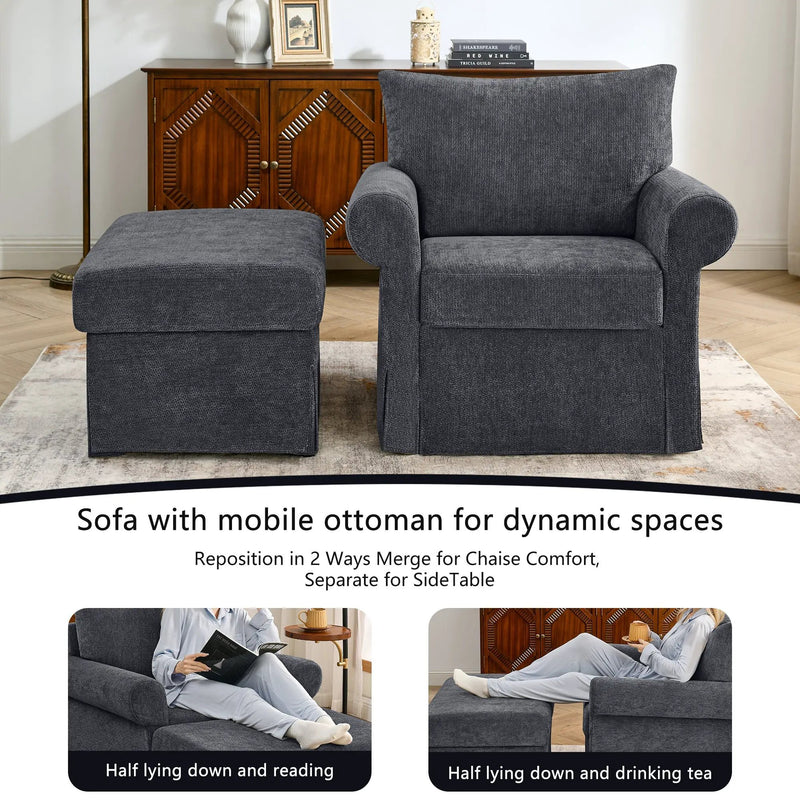 37.5" Accent Chair with Ottoman by HouseOfZazla