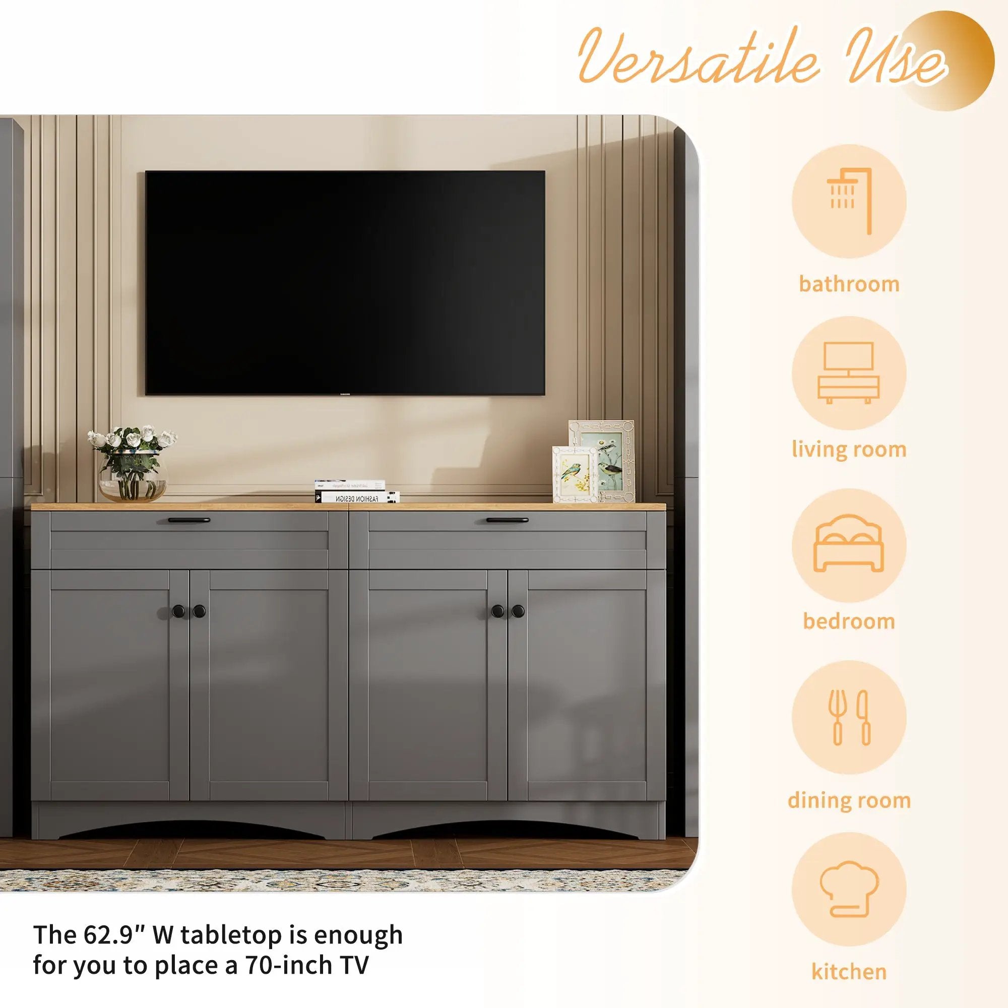ON-TREND 3-Piece Farmhouse Entertainment Center by HouseOfZazla