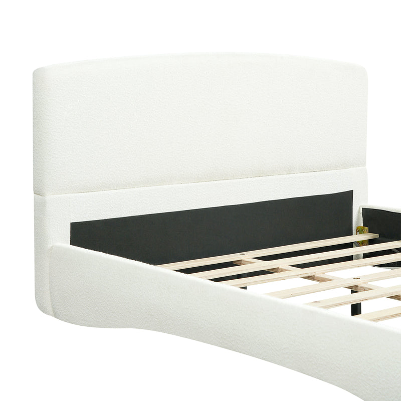 Curved Upholstered Bed with Smart Ambient Lighting - Cream, photo 8 of 10