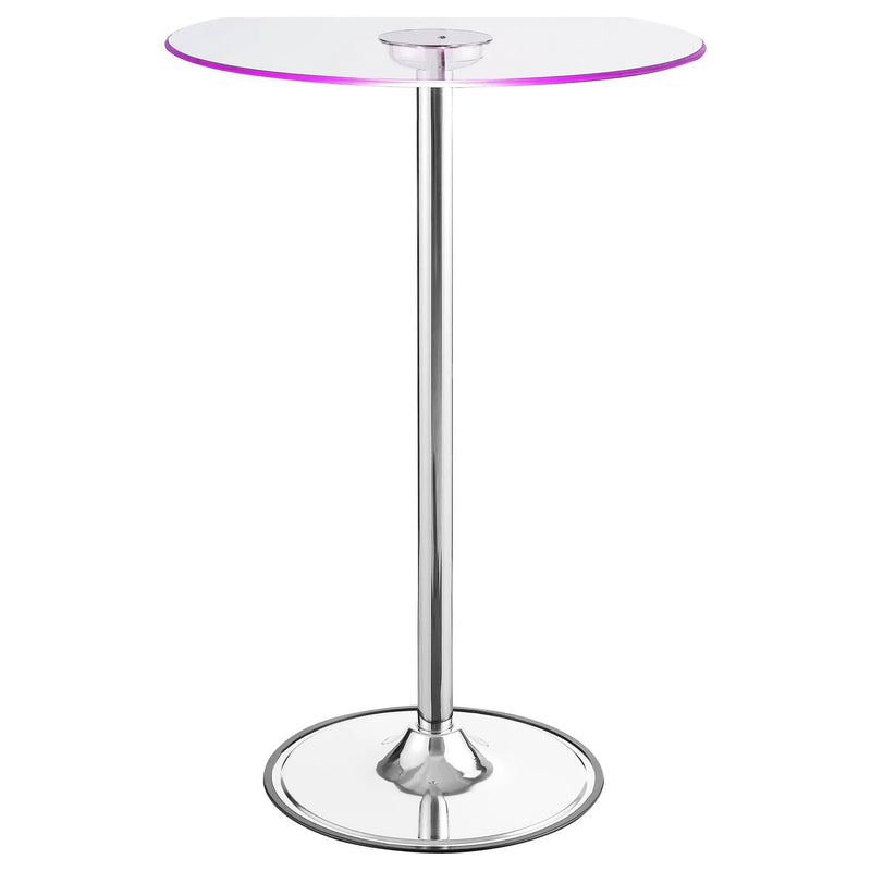 Thea Round 28-inch Glass Top LED Bistro Bar Table Chrome by Unique Piece Furniture
