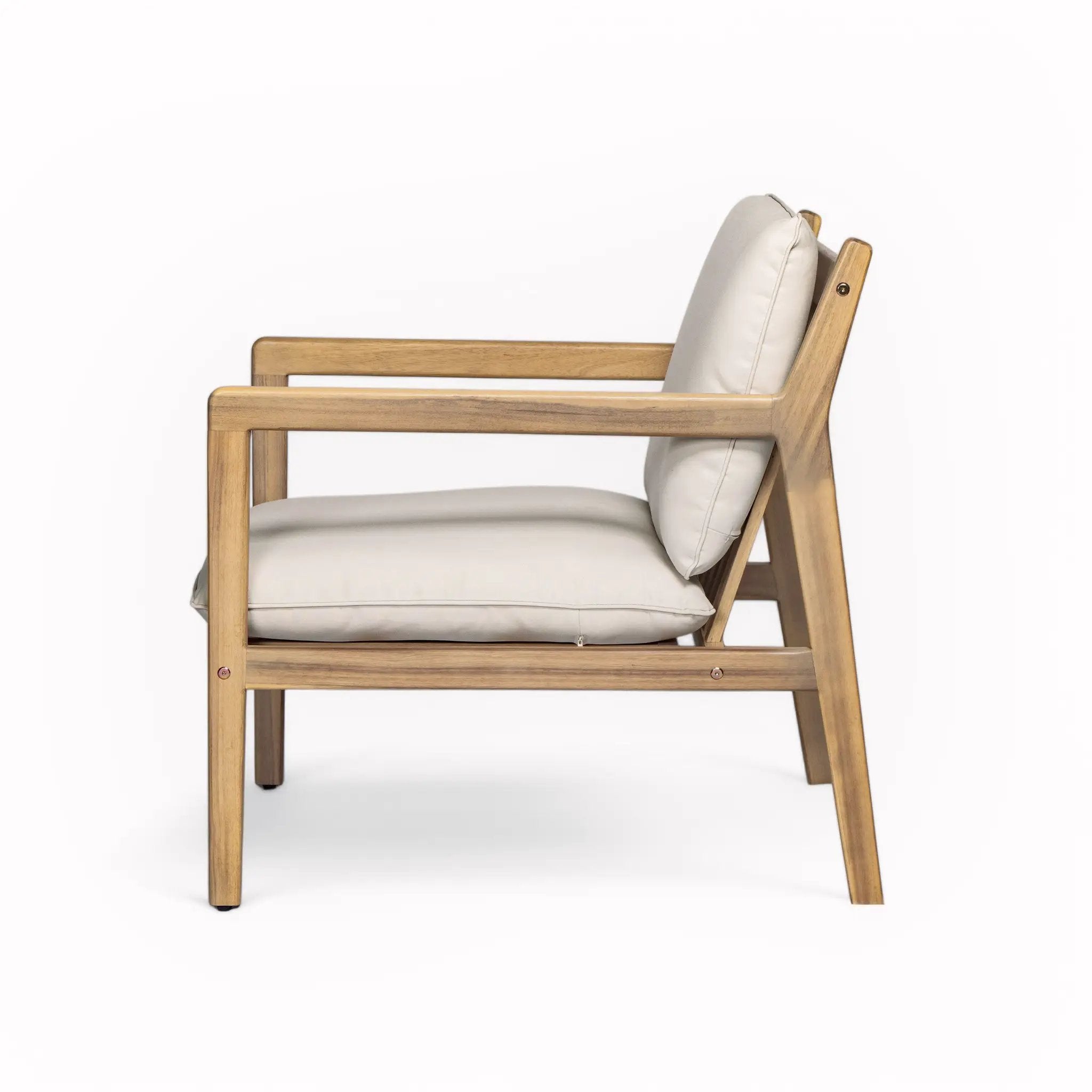 Outdoor Acacia Wood Armchair, Set of 2, Patio Club Chair with Cushions, Light Teak by HouseOfZazla