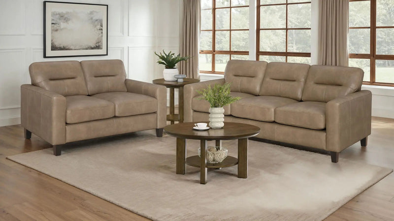 Scotland 2-piece Faux Leather Upholstered Sofa Set Brown by Unique Piece Furniture