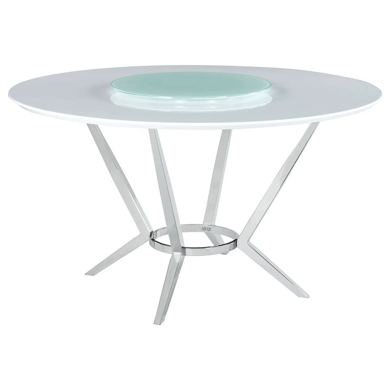 Abby 5-piece Round Dining Table Set White High Gloss by Unique Piece Furniture