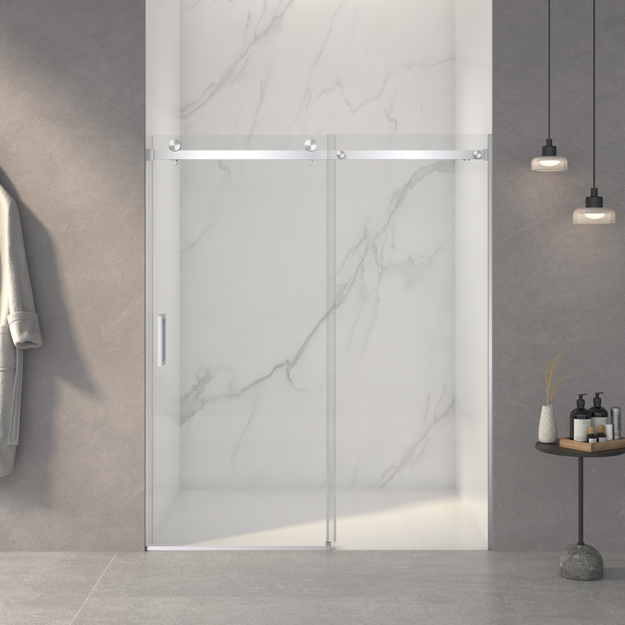 Frameless Sliding Shower Door - 56-60"W x 72"H by HouseOfZazla