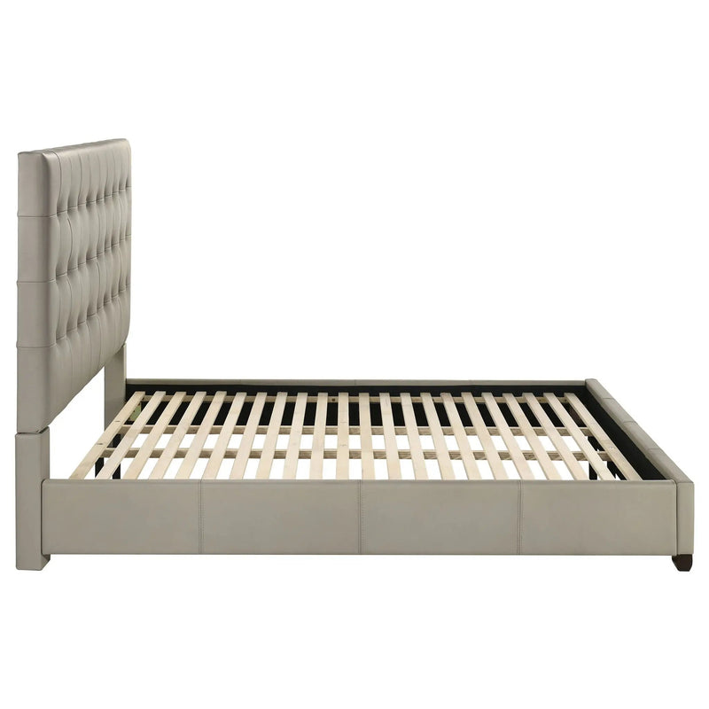 Medley Genuine Leather Eastern King Platform Bed Tan by Unique Piece Furniture