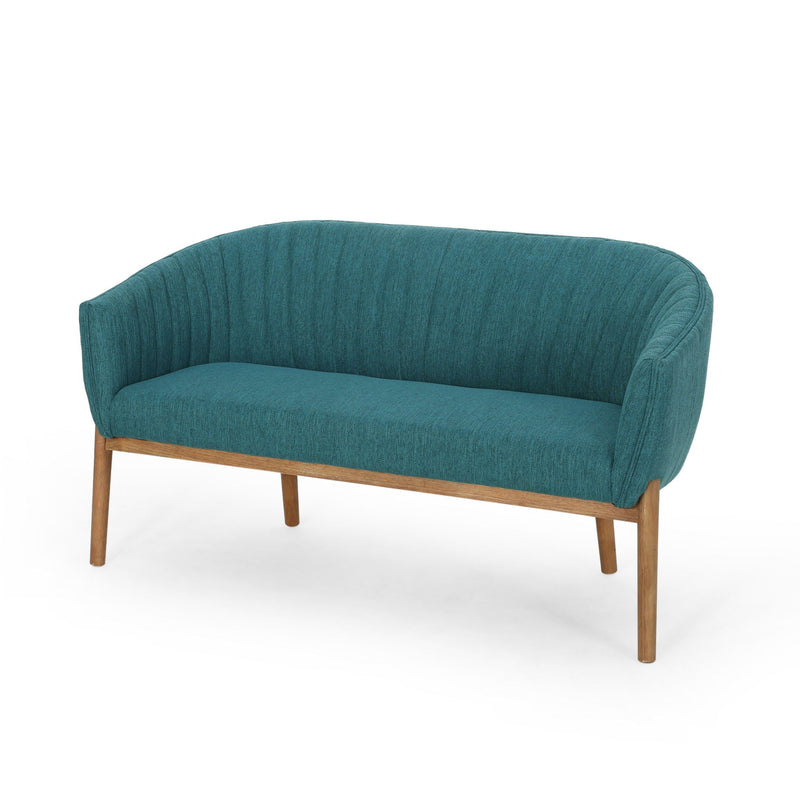Mid Century Modern Loveseat With Channel Stitched Backrest by HouseOfZazla