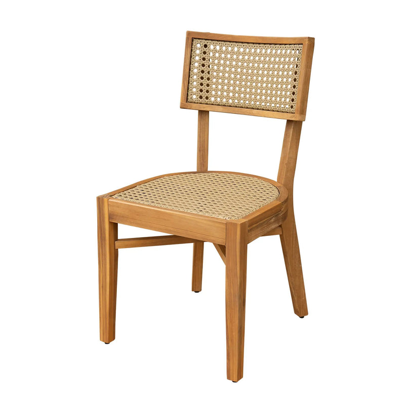 Netro Acacia Wood Dining Chair with Light Brown Wicker by HouseOfZazla