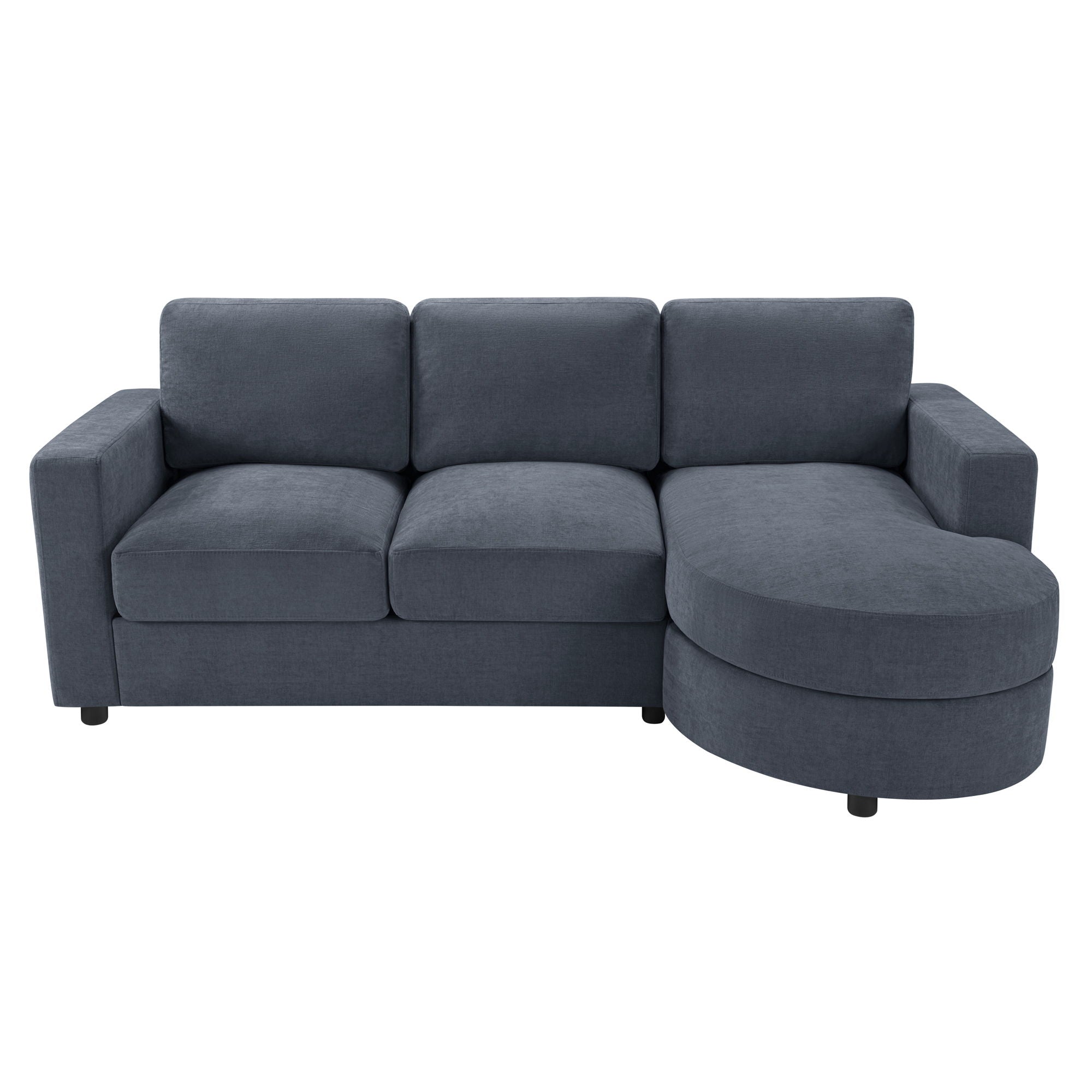 Modern L-Shaped Sectional Sofa With Curved Chaise, USB Ports, And Side Storage Pockets by HouseOfZazla