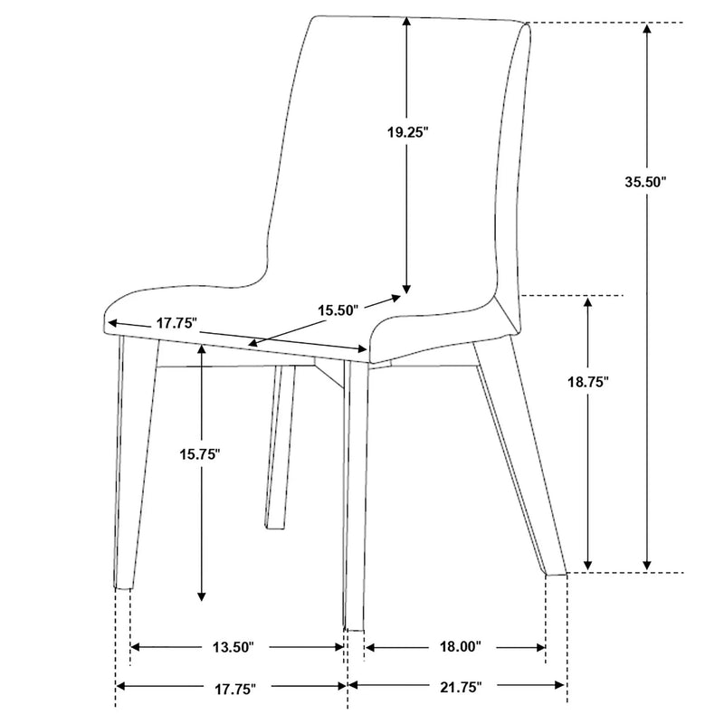 Redbridge Upholstered Dining Side Chair Walnut (Set of 2) by Unique Piece Furniture