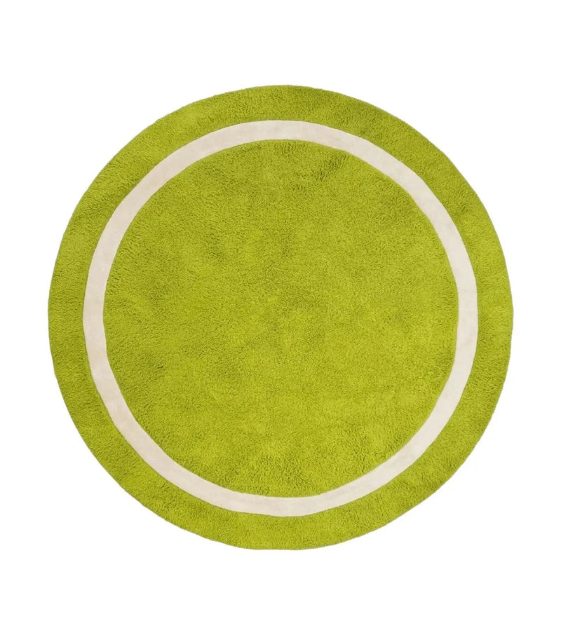 Large Round Rug 9x9, Vintage Retro Design, Lime Green by Jewel Rugs