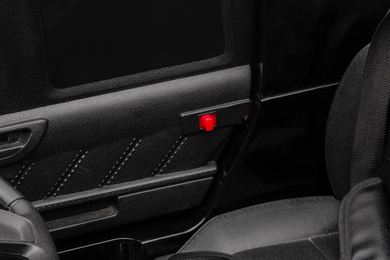 12V7A 30W*2 Four-Wheel Drive Seat One Button Start, Forward And Backward, High And Low Speed, Music, Front Light, Power Display, Two Doors Can Open, 2.4G R / C, Seat Belt Four Wheel Absorber by HouseOfZazla