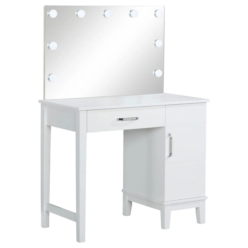Elijah Vanity Set with Lighting & Stool White and Dark Grey by Unique Piece Furniture