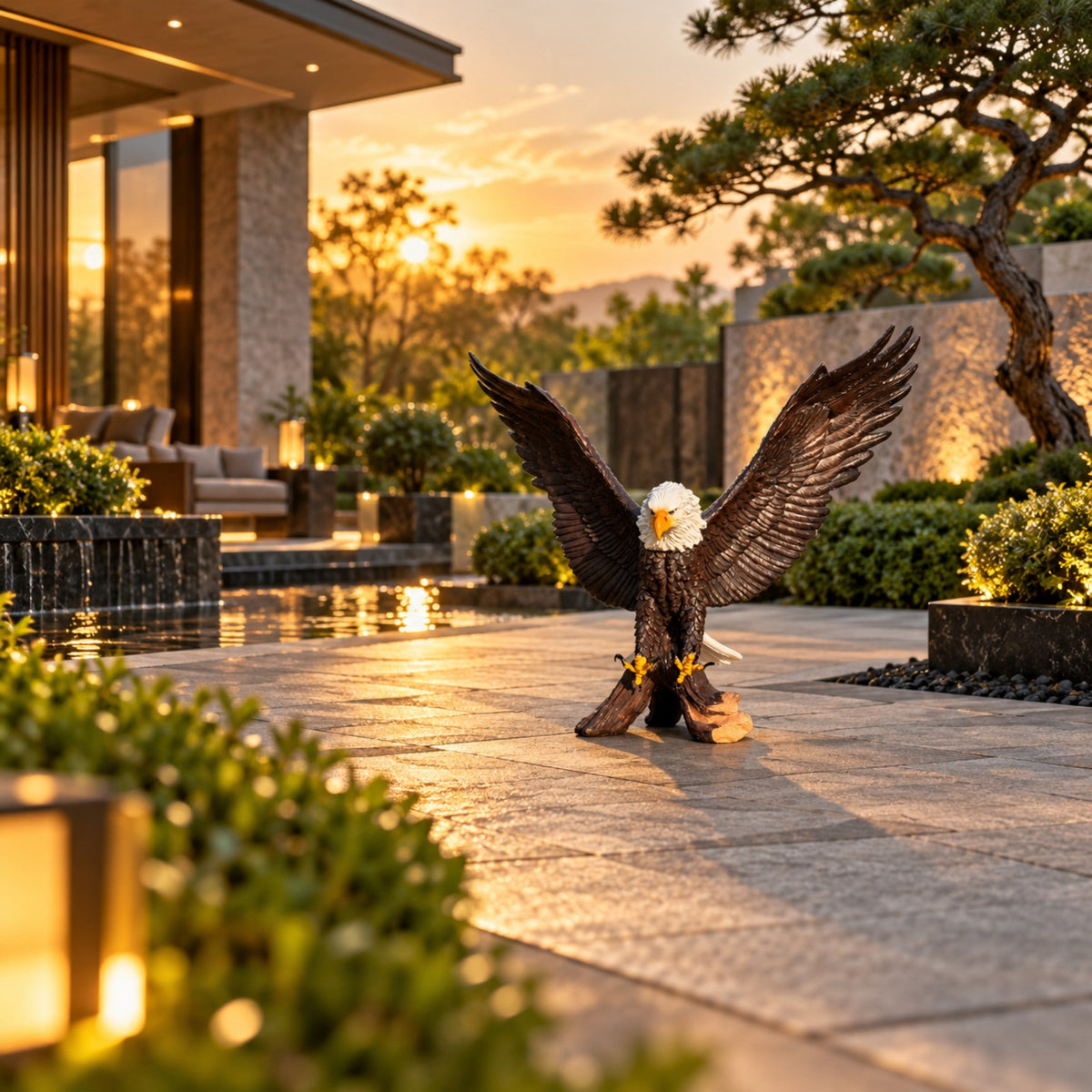 Bald Eagle Garden Statue 24.02 Inch Winged Resin Wildlife Sculpture for Patio Yard Outdoor Decor, photo 10 of 10