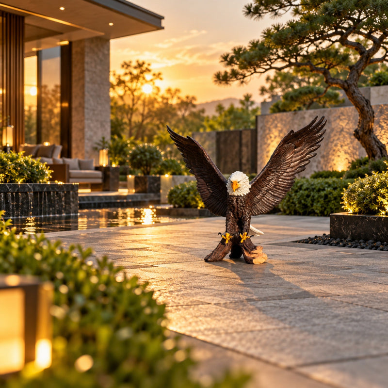 Bald Eagle Garden Statue 24.02 Inch Winged Resin Wildlife Sculpture for Patio Yard Outdoor Decor, photo 10 of 10