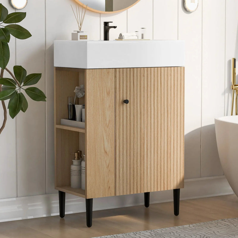 Bathroom Vanity, Combo Cabinet, Bathroom Storage Cabinet, Single Ceramic Sink by HouseOfZazla