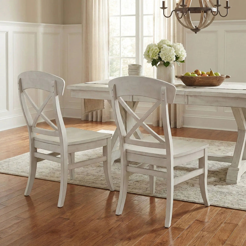Harola - Cross-Back Dining Side Chairs In (Set of 2) - Smoky White by Unique Piece Furniture
