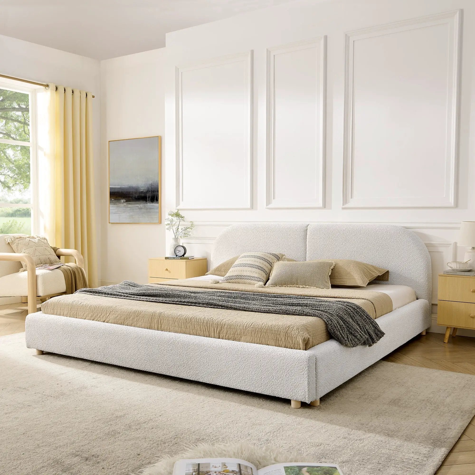 King Size Upholstered Bed Frame by HouseOfZazla