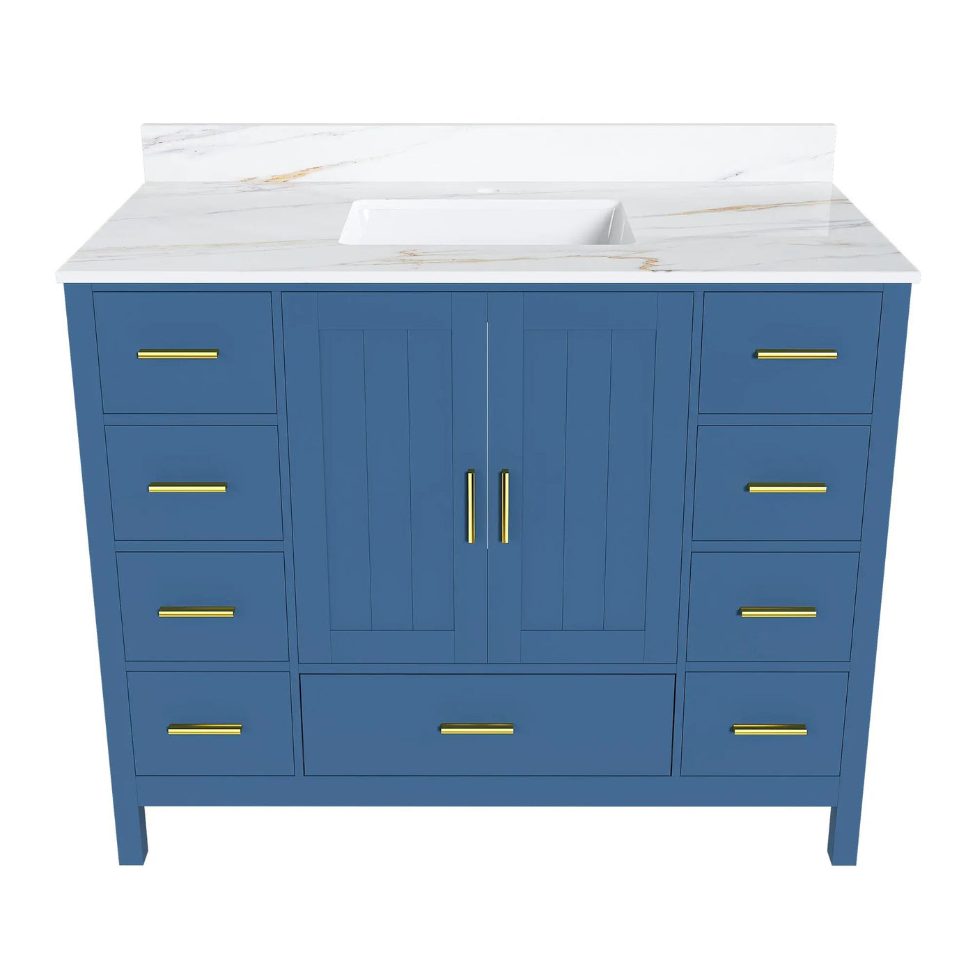 42" Modern Solid Wood Bathroom Vanity with Sink, 43" Carrara by HouseOfZazla
