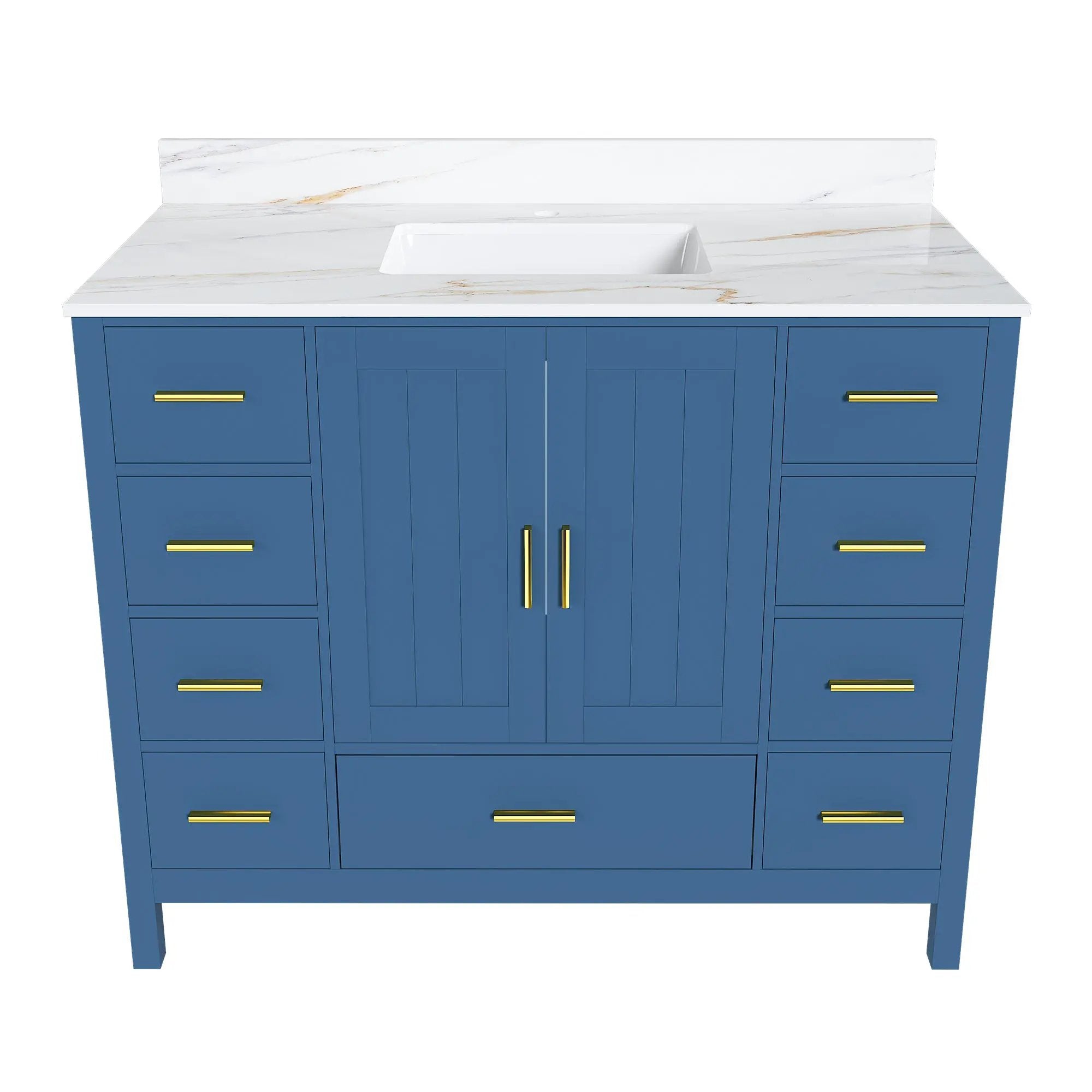42" Modern Solid Wood Bathroom Vanity with Sink, 43" Carrara by HouseOfZazla