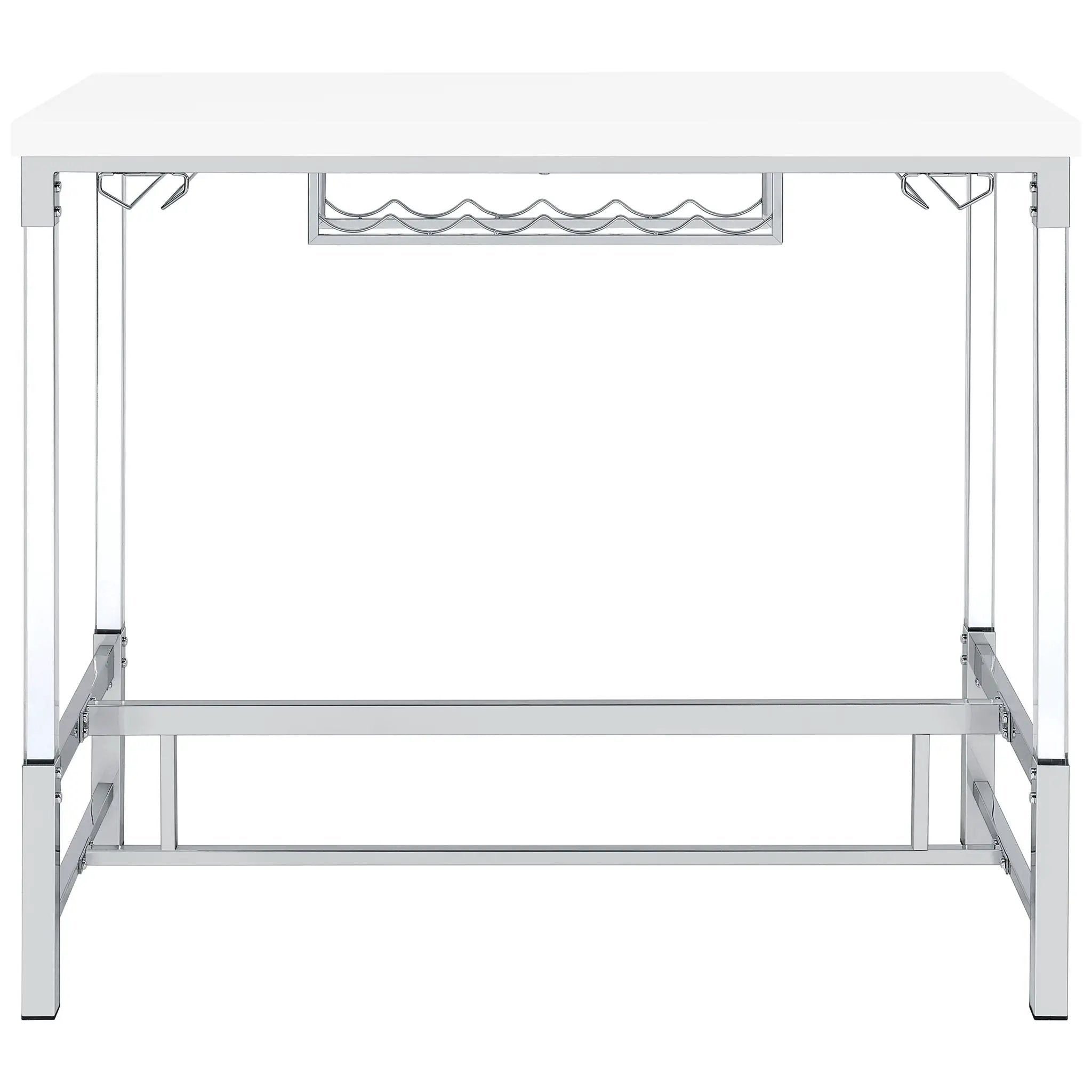 Norcrest 47-inch Acrylic Leg Bar Table White High Gloss by Unique Piece Furniture