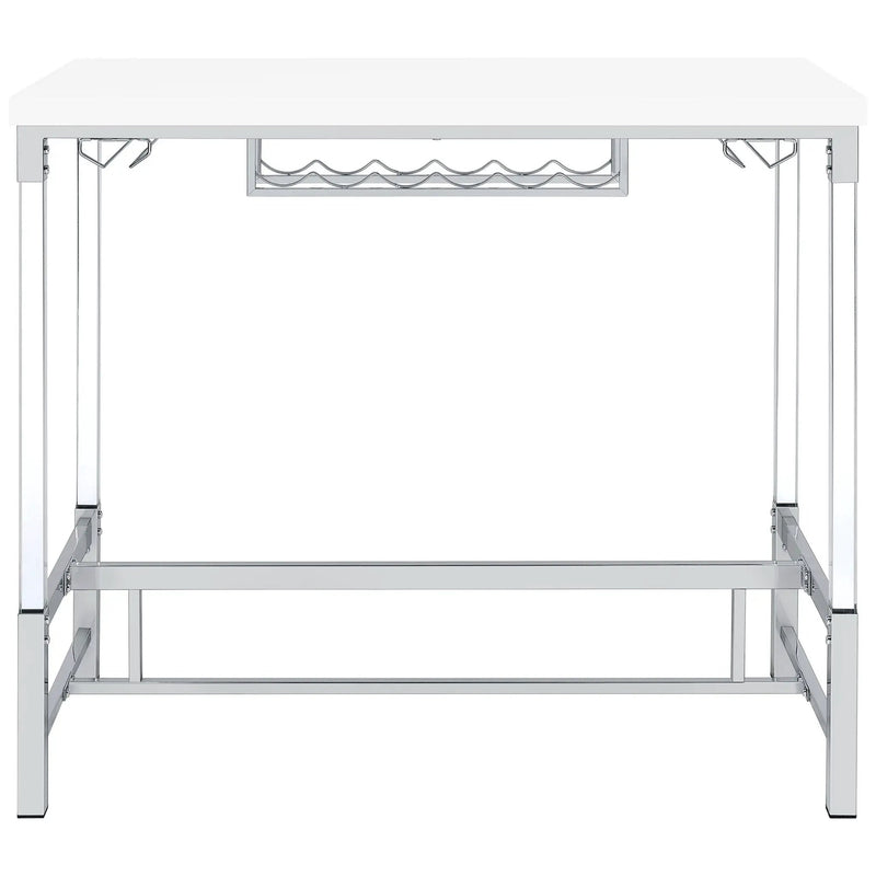 Norcrest 47-inch Acrylic Leg Bar Table White High Gloss by Unique Piece Furniture