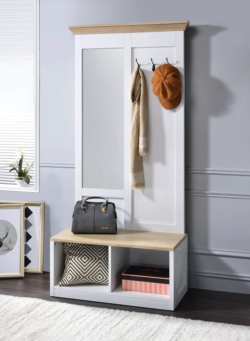 Melati - Hall Tree - Light Oak / White by Unique Piece Furniture