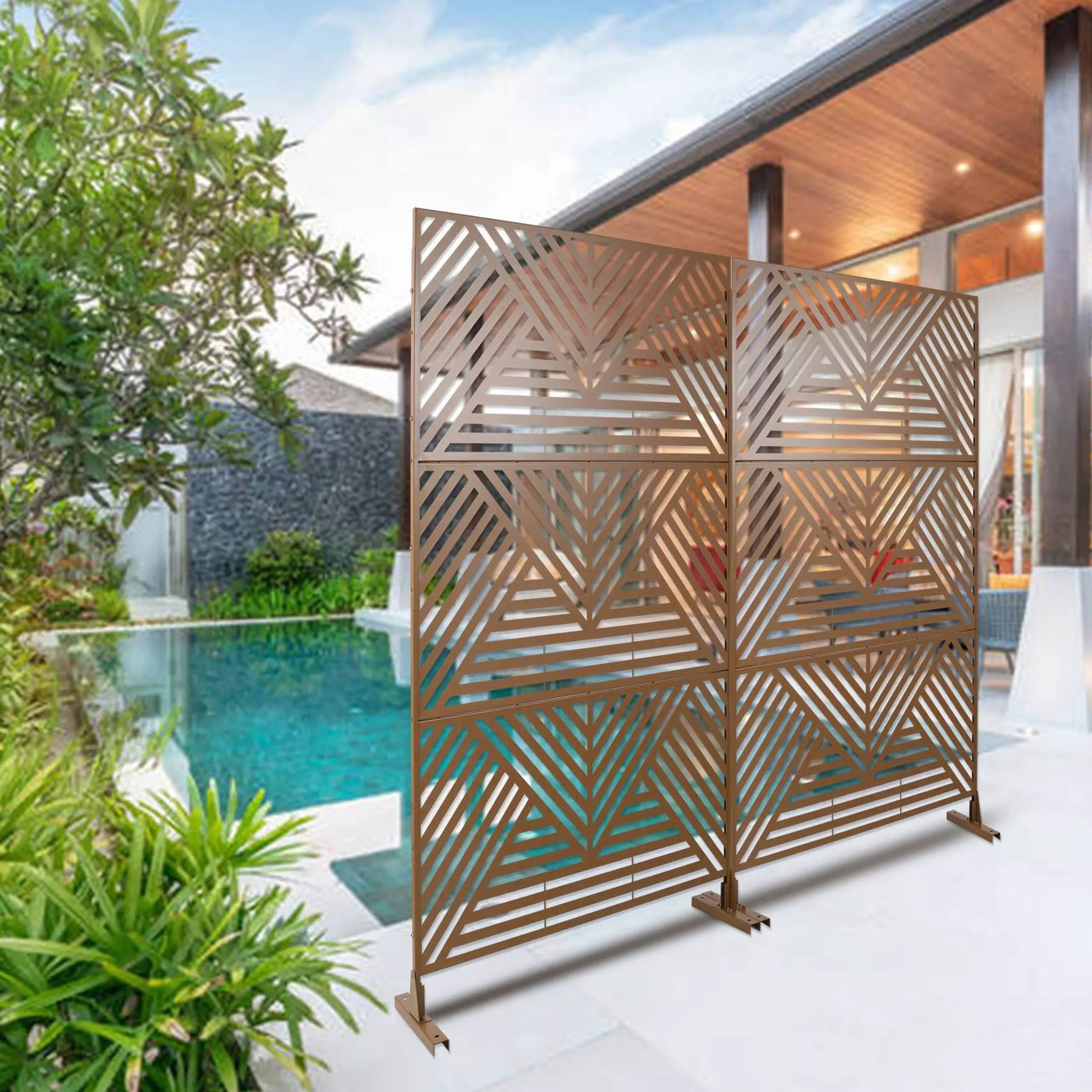 Freestanding Outdoor & Indoor Freestanding Metal Privacy Screen by HouseOfZazla