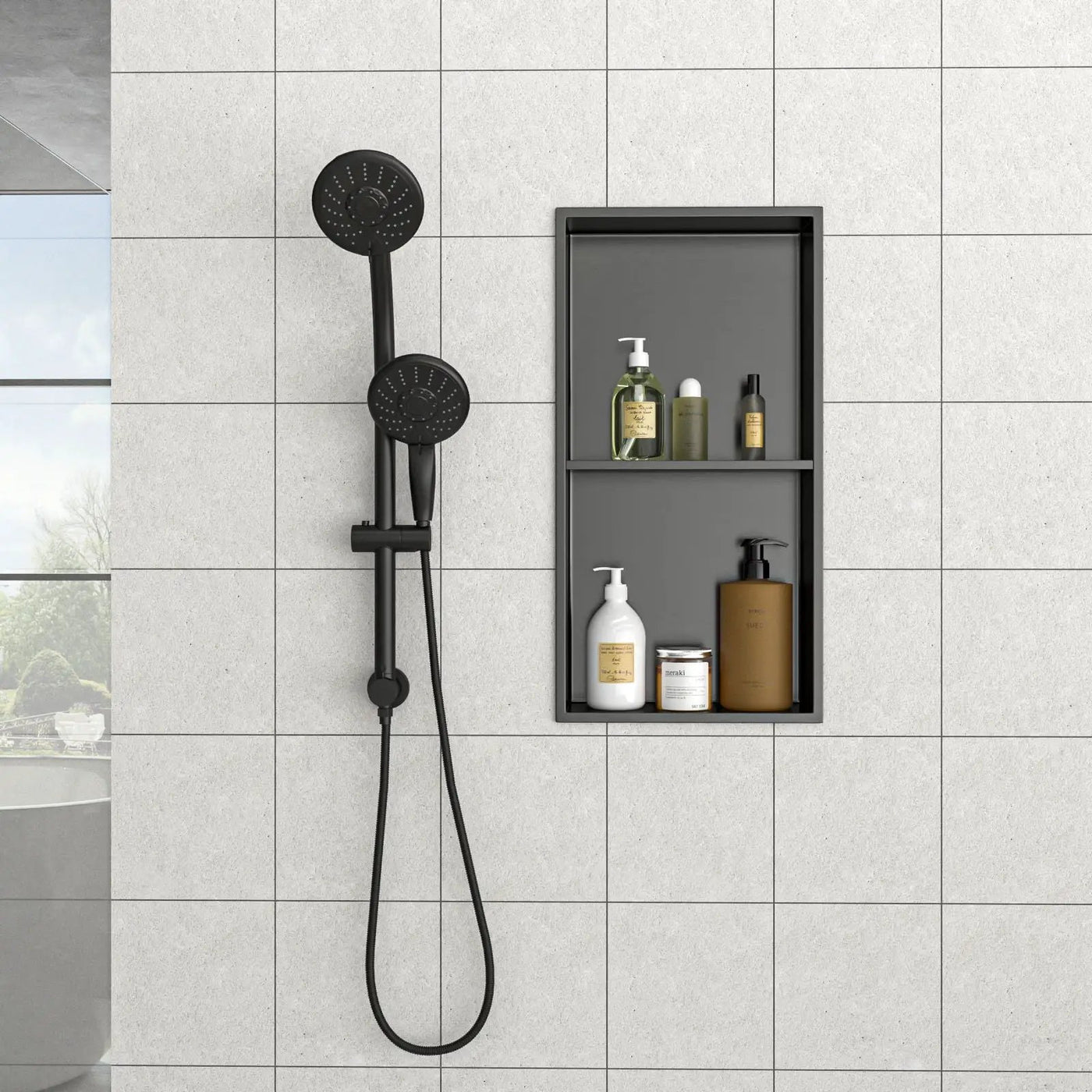 Modern Stainless Steel Shower Niche Double Shelf For Bathroom by HouseOfZazla