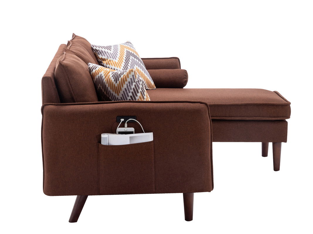 Mia Sectional Sofa Chaise With USB Charger And Pillows, photo 7 of 10