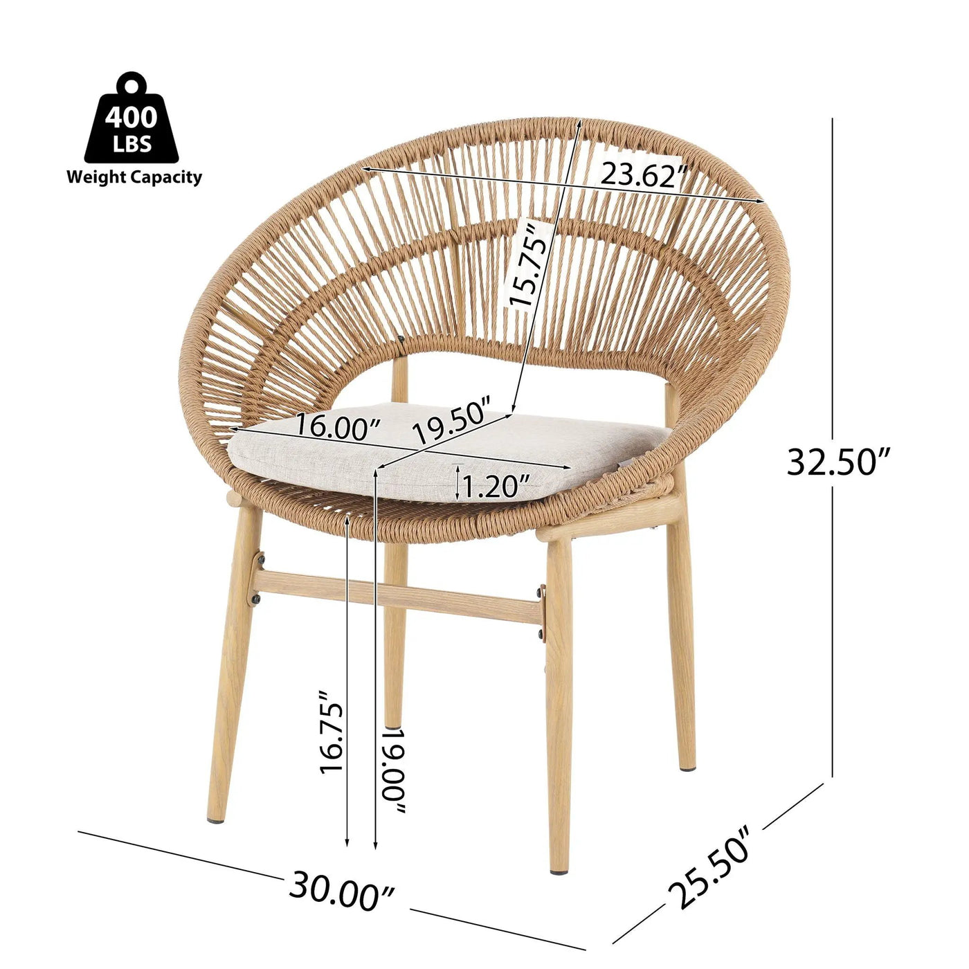 Cyril - Outdoor Papasan Style Dining Chair (Set of 2) by HouseOfZazla