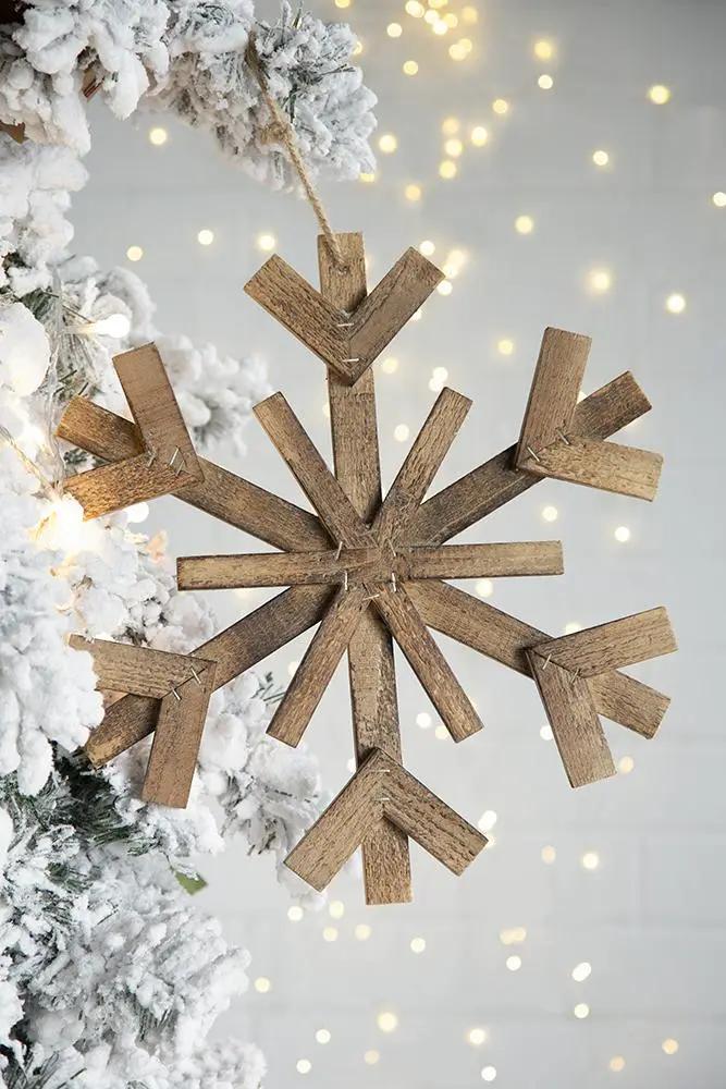 17.7" x 17.7" Large Fir Wood Snowflake Ornaments - Set of 2 by HouseOfZazla