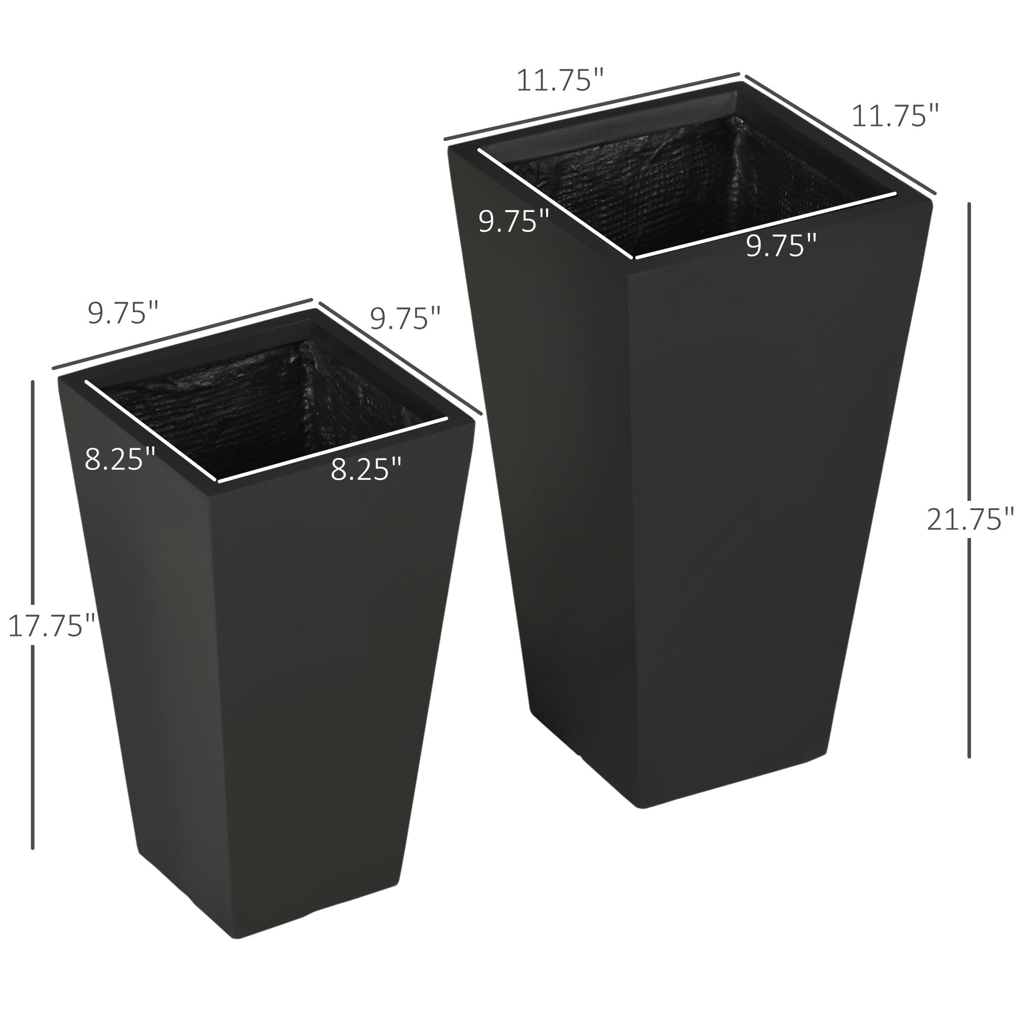 Tall Plant Pot 2-Pack Outdoor Planter Set with Drainage Holes by HouseOfZazla
