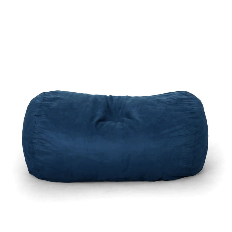 Marlin - 6.5 Foot Cylindrical Bean Bag With Removable Suede Cover - Midnight Blue by Unique Piece Furniture