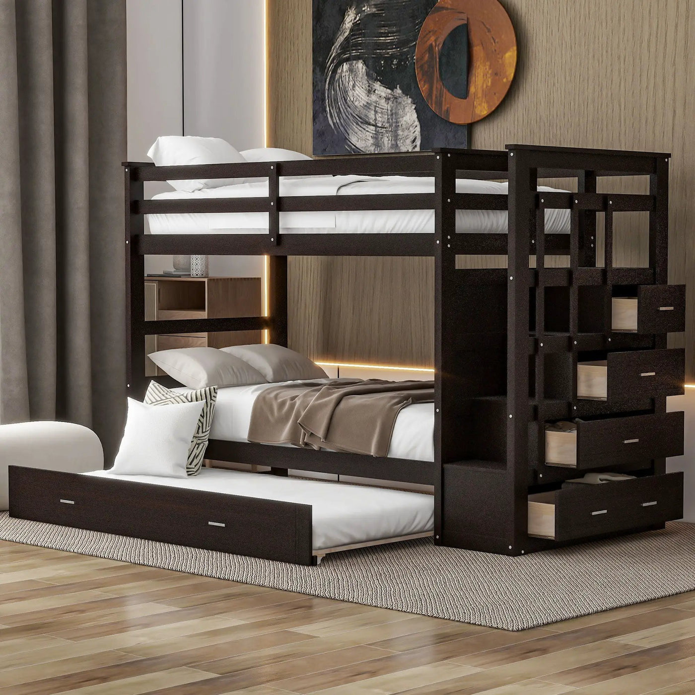 Bunk Bed With Trundle And Staircase by Unique Piece Furniture
