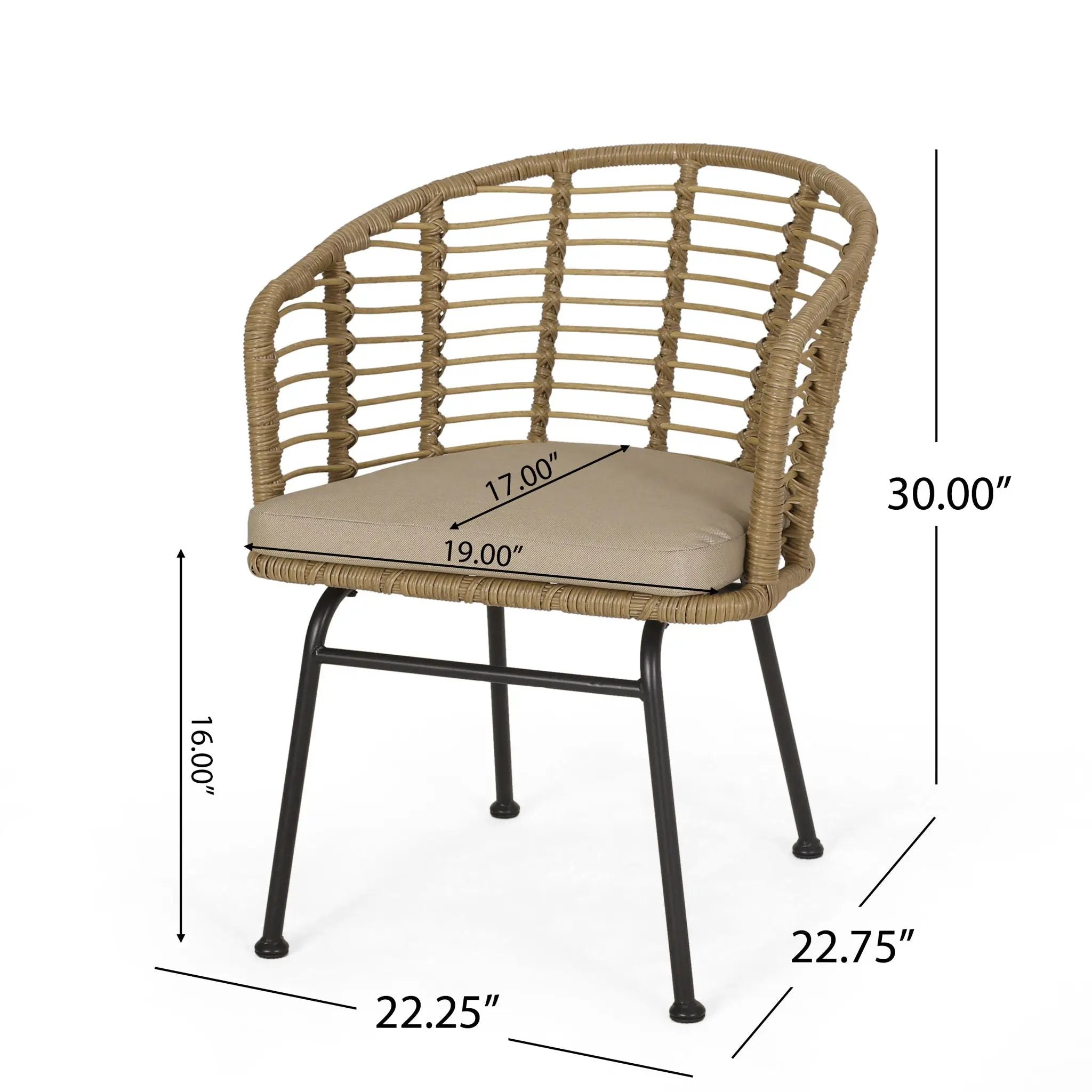 Randy Modern Wicker Chair with Water Resistant Cushions - Brown / Beige by HouseOfZazla