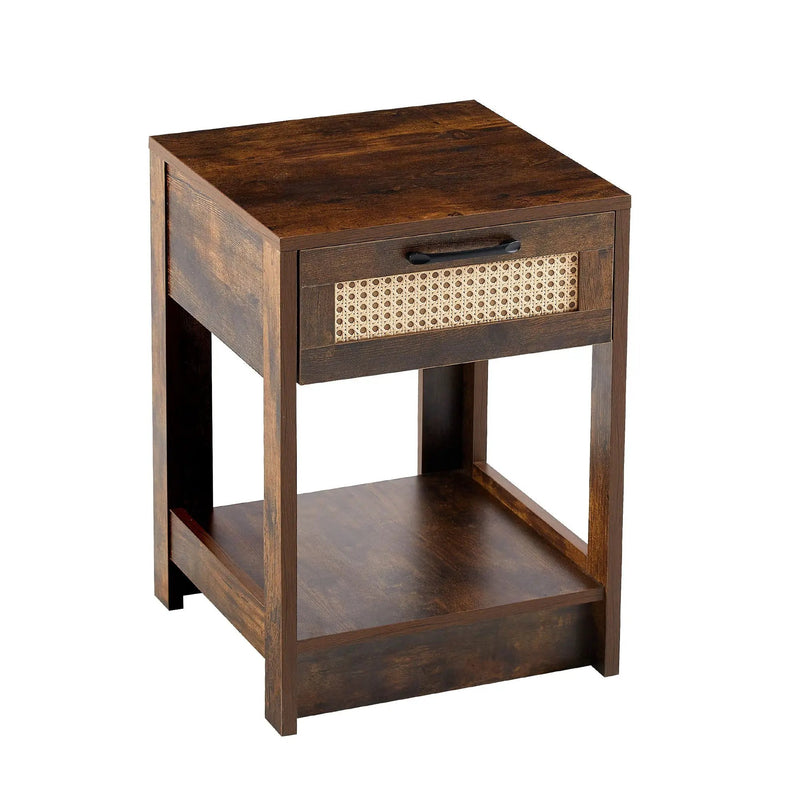 15.75" Rattan End Table With Drawer, Modern Nightstand, Side Table For Living Room, Bedroom by Unique Piece Furniture