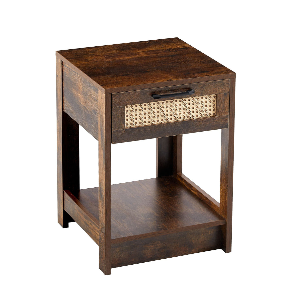 Modern Rattan Nightstand with Functional Drawer - Available in 3 Colors
