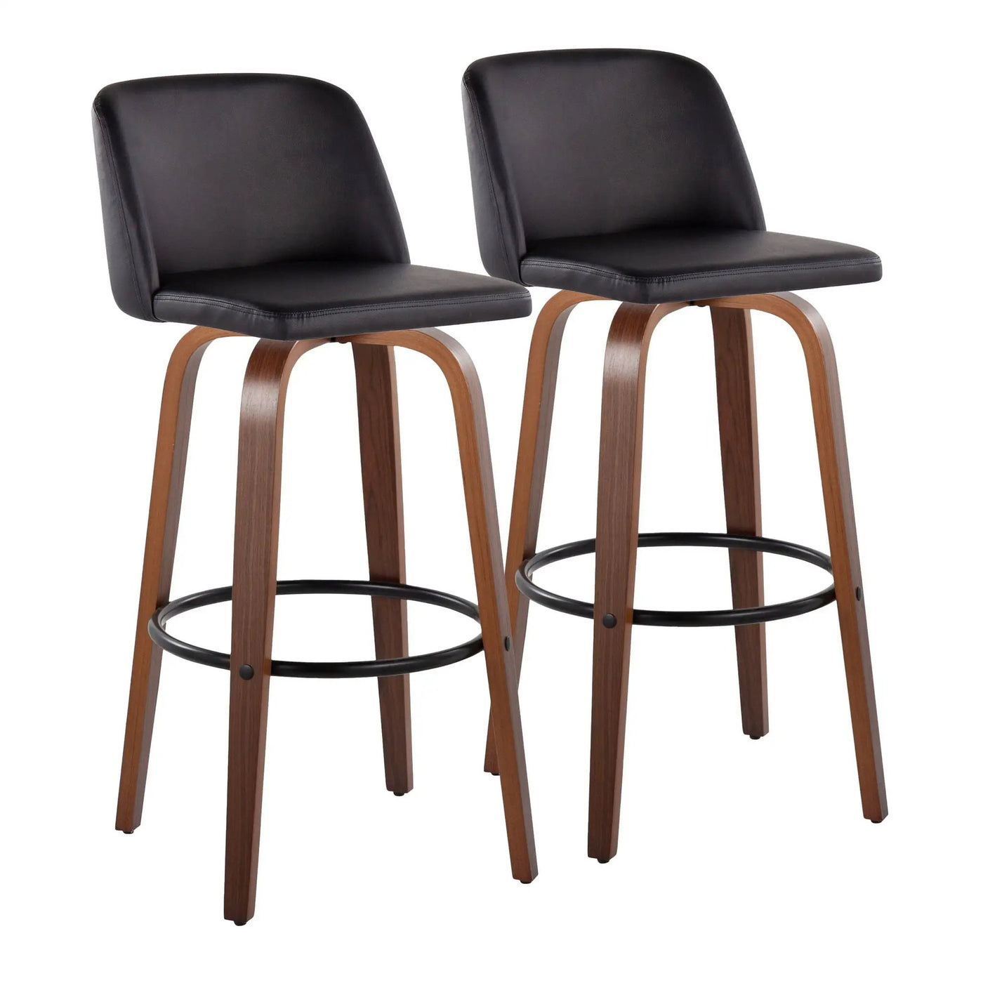 Toriano - Mid Century Modern Fixed Height Barstool Swivel And Round Footrest (Set of 2) by HouseOfZazla