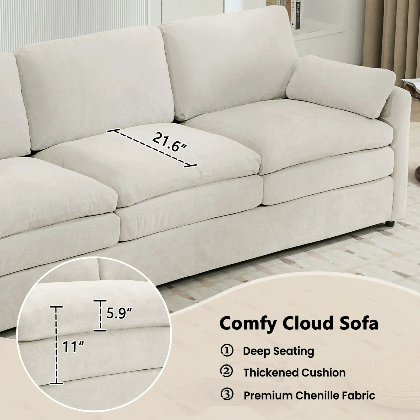Cozy Upholstered 3 Seater Sofa Cushion For Living Room by HouseOfZazla