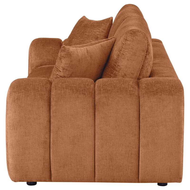 Burnett Chenille Upholstered Wide Arm Sofa Burnt Orange by Unique Piece Furniture
